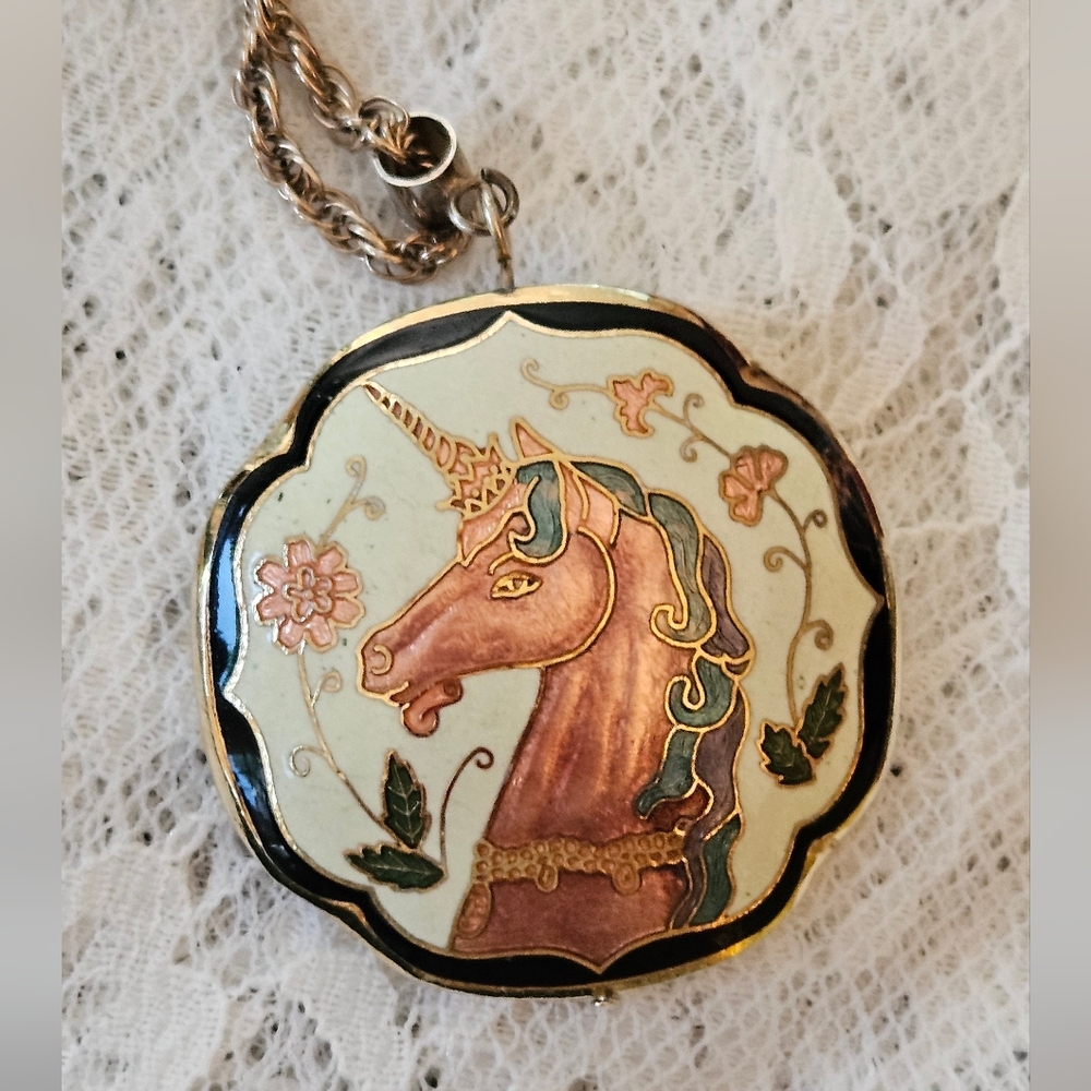 *SOLD* Cloisonne Pendant W/ Plated Gold Over Silver Rope Chain